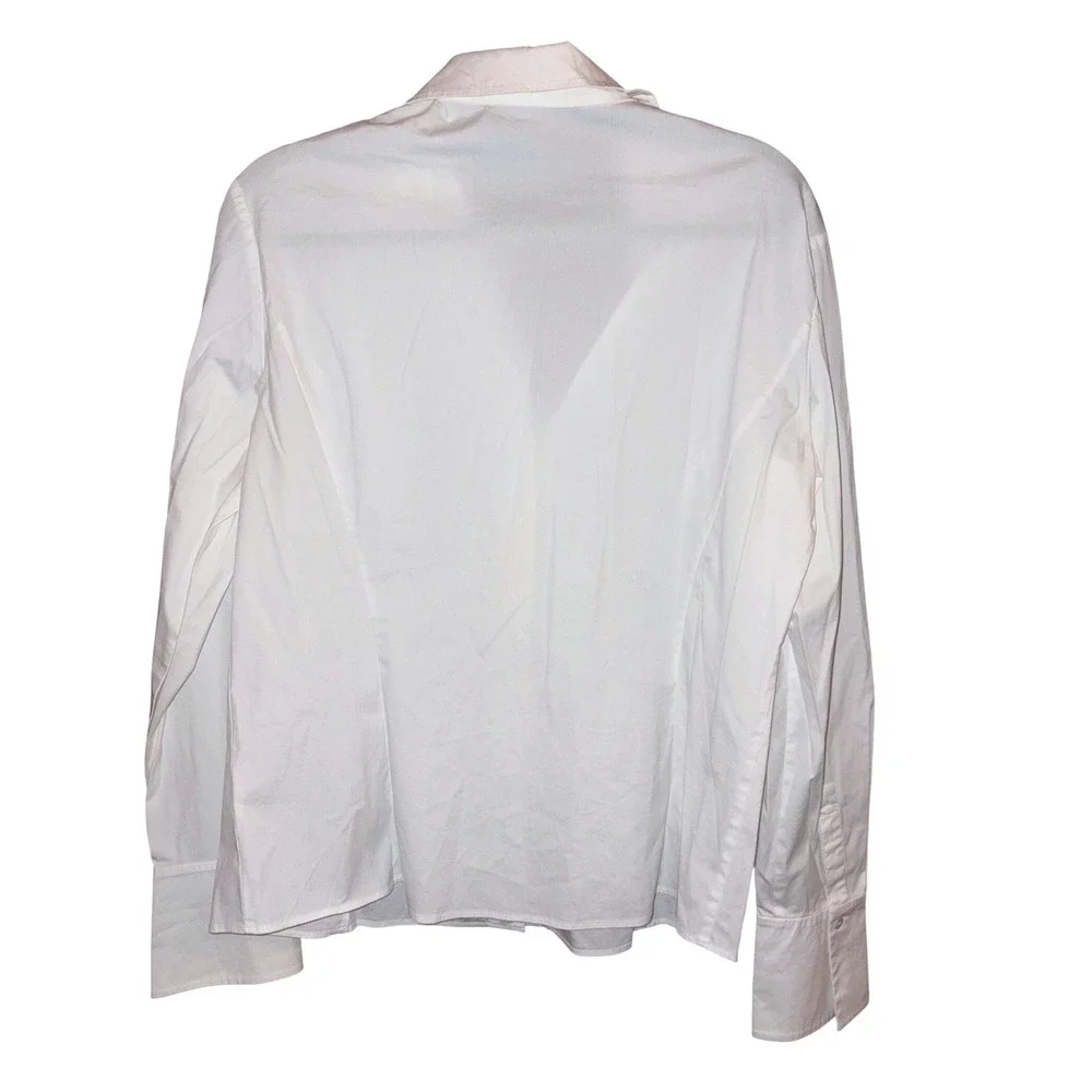 Lafayette 148 Button Down White Professional Stretch Cotton Blouse 14 - Picture 7 of 7